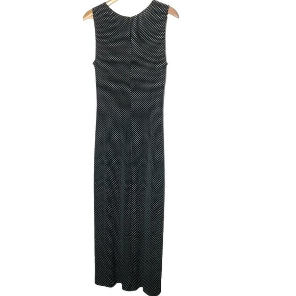 Es Se Slip Dress M Nylon Stretch Black White Polka Dot Sleeveless Stretch - Picture 2 of 5